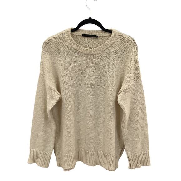 Jenni Kayne Cruise Boyfriend Sweater In Ivory Size Small Cotton Linen - Picture 4 of 13